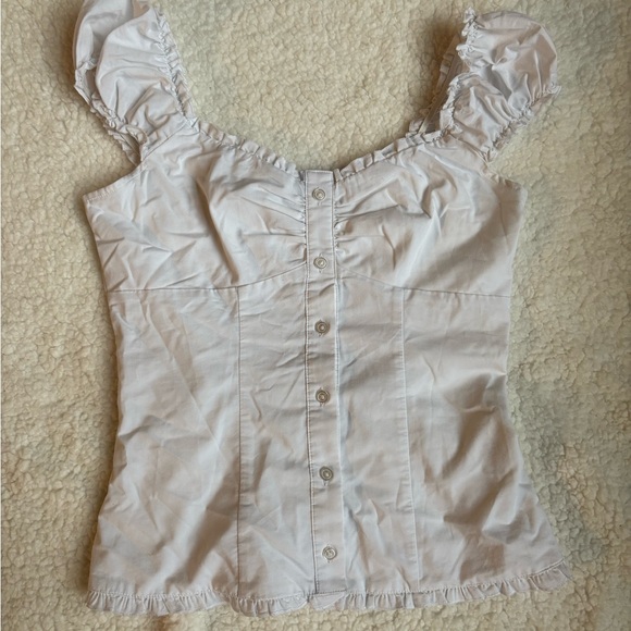 Hollister Tops - Hollister Cream Ruched Buttoned Blouse